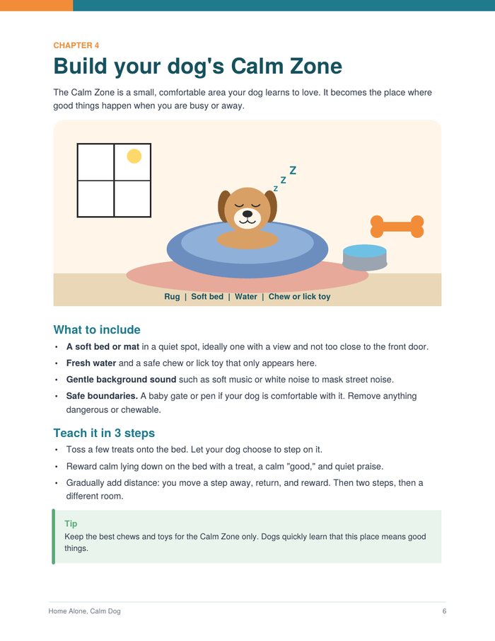 Page about building a Calm Zone for your dog